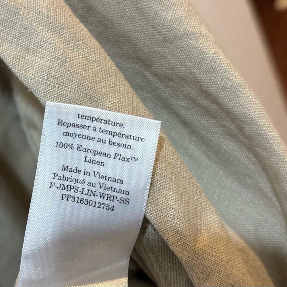 Everlane 100% European Flax Linen Wrap Jumpsuit – Size 0 Neutral Wide Leg